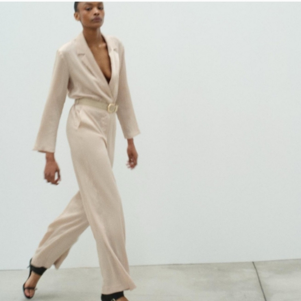 NWT ZARA WRINKLED SATIN EFFECT JUMPSUIT SIZE S